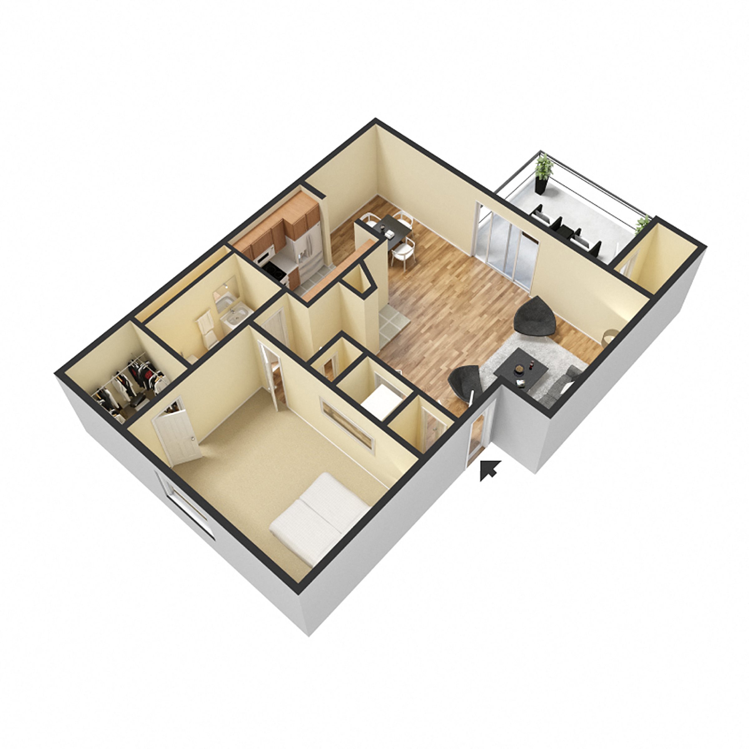 1 Bedroom Apartment Floor Plan 2
